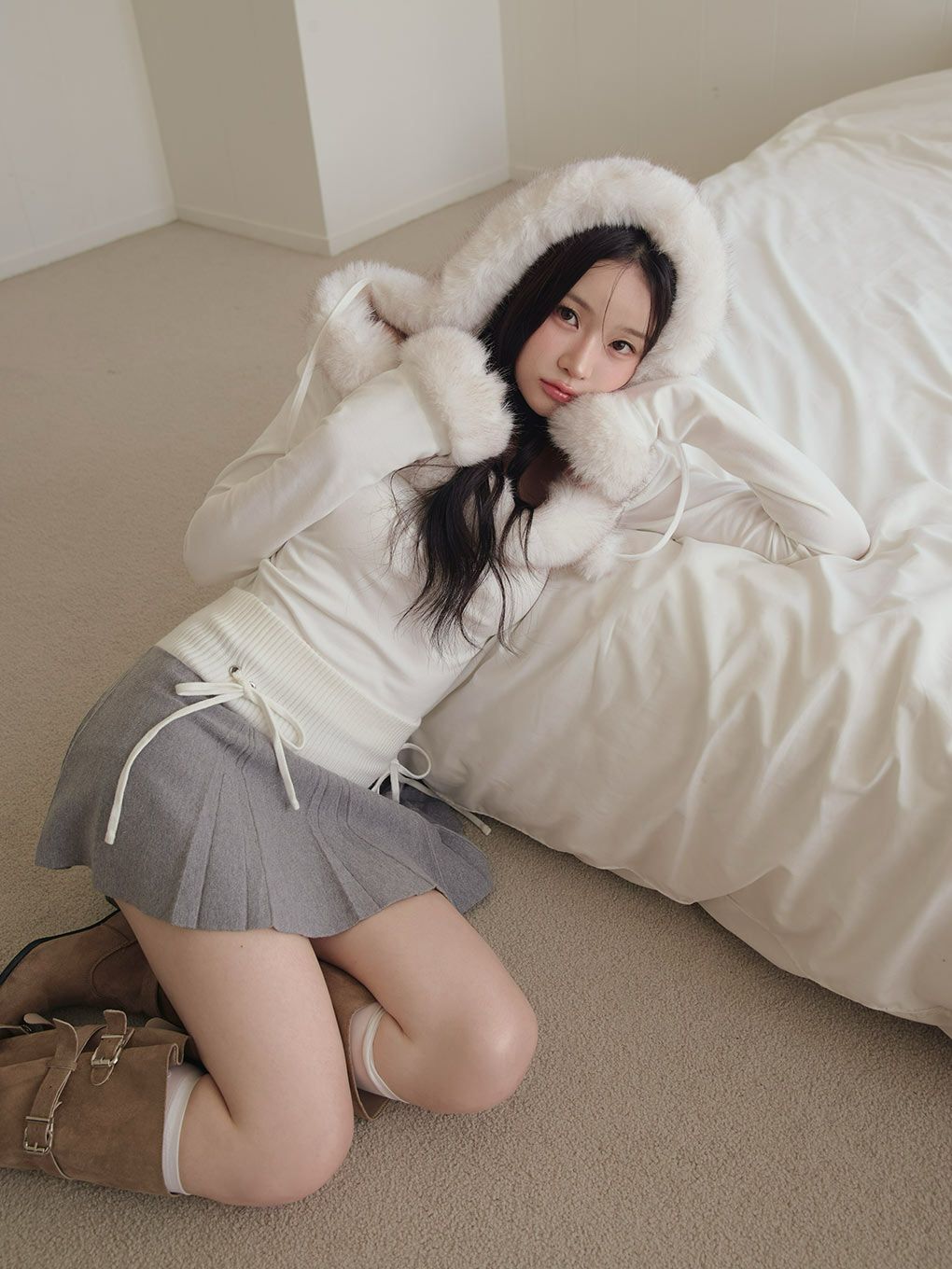 【BUBBLES】バイカラーニットスカパン