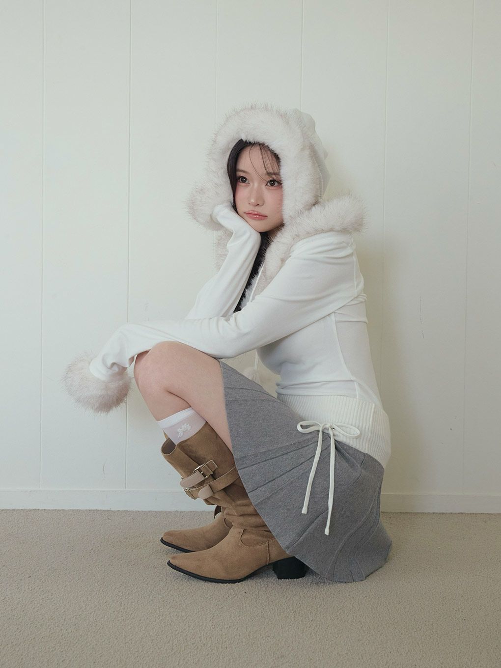 【BUBBLES】バイカラーニットスカパン