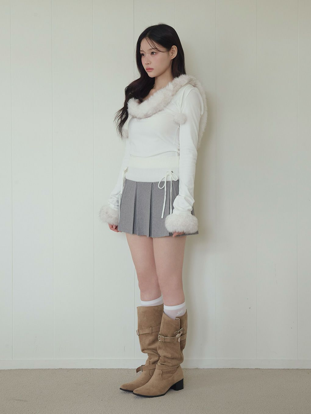 【BUBBLES】バイカラーニットスカパン