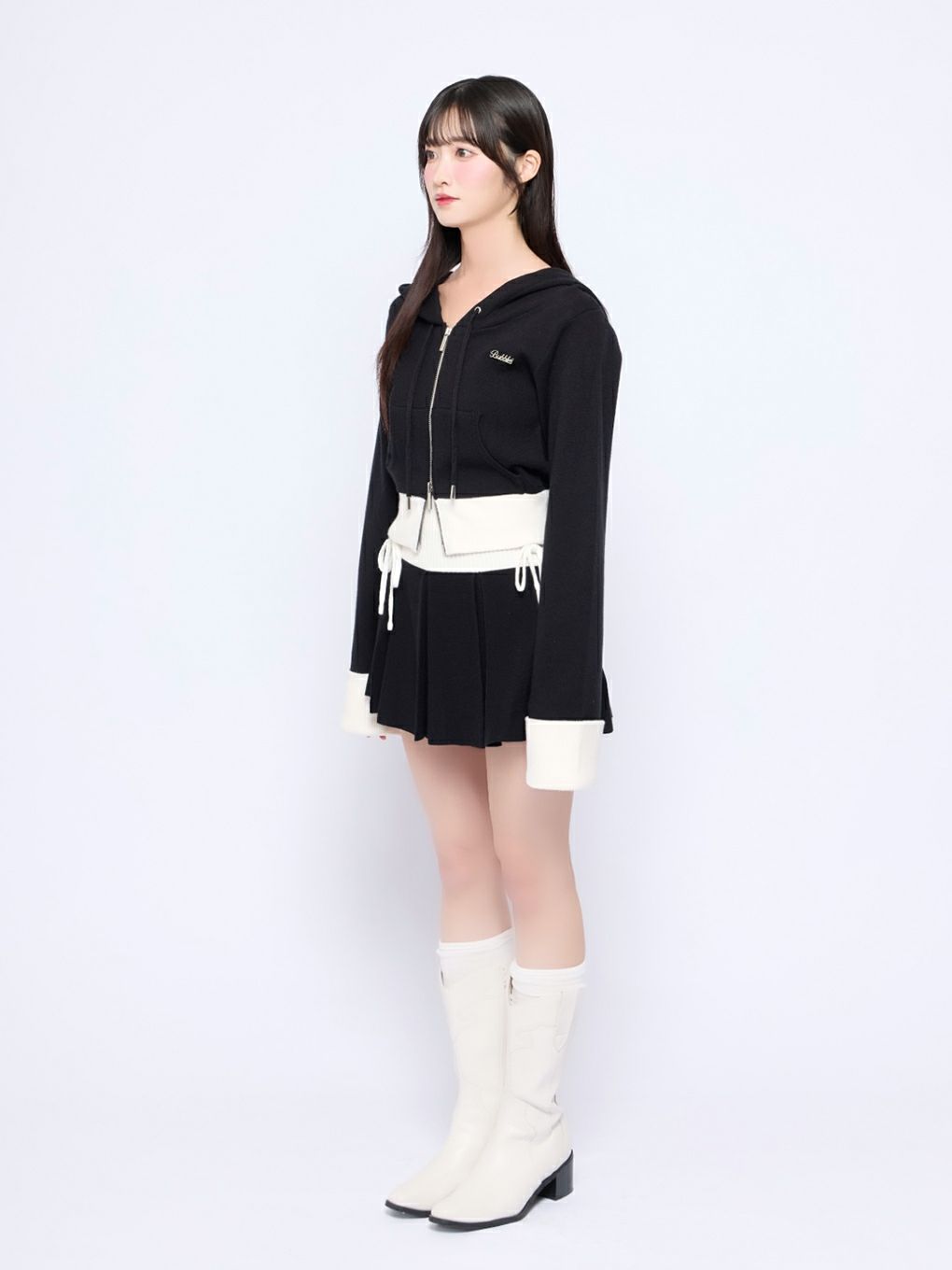 【BUBBLES】バイカラーニットスカパン