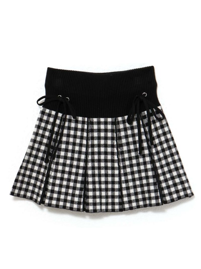 【新品未使用タグ付き】Bubbles バイカラーニットスカパン　ギンガム　S BUBBLES】バイカラーニットスカパン | sparkling mall online store
