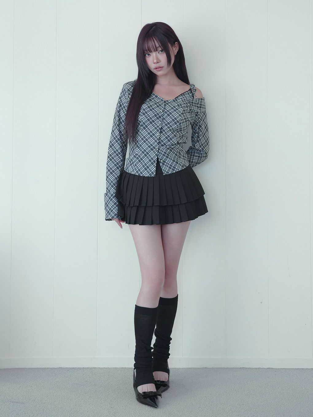 【BUBBLES】アシンメトリーリボンシャツ