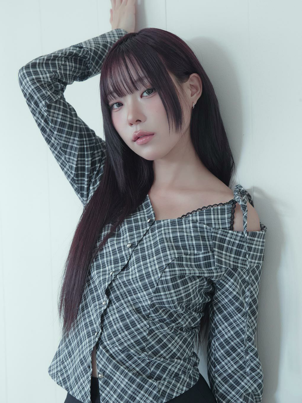 【BUBBLES】アシンメトリーリボンシャツ