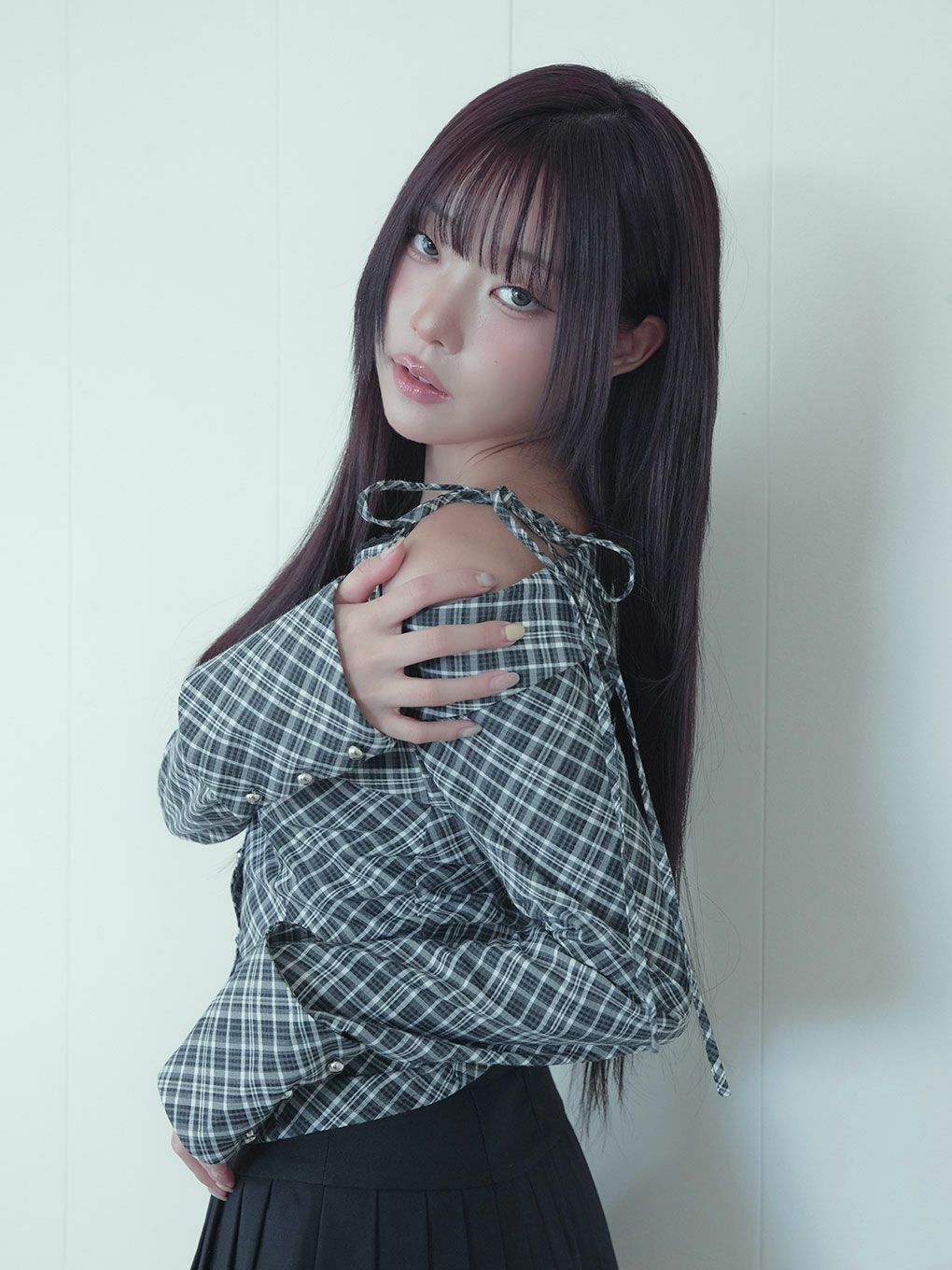 【BUBBLES】アシンメトリーリボンシャツ