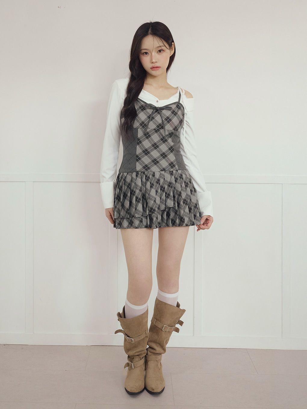 【BUBBLES】アシンメトリーリボンシャツ