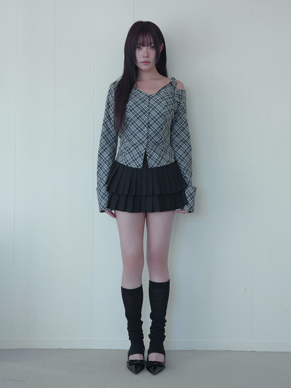 【BUBBLES】アシンメトリーリボンシャツ