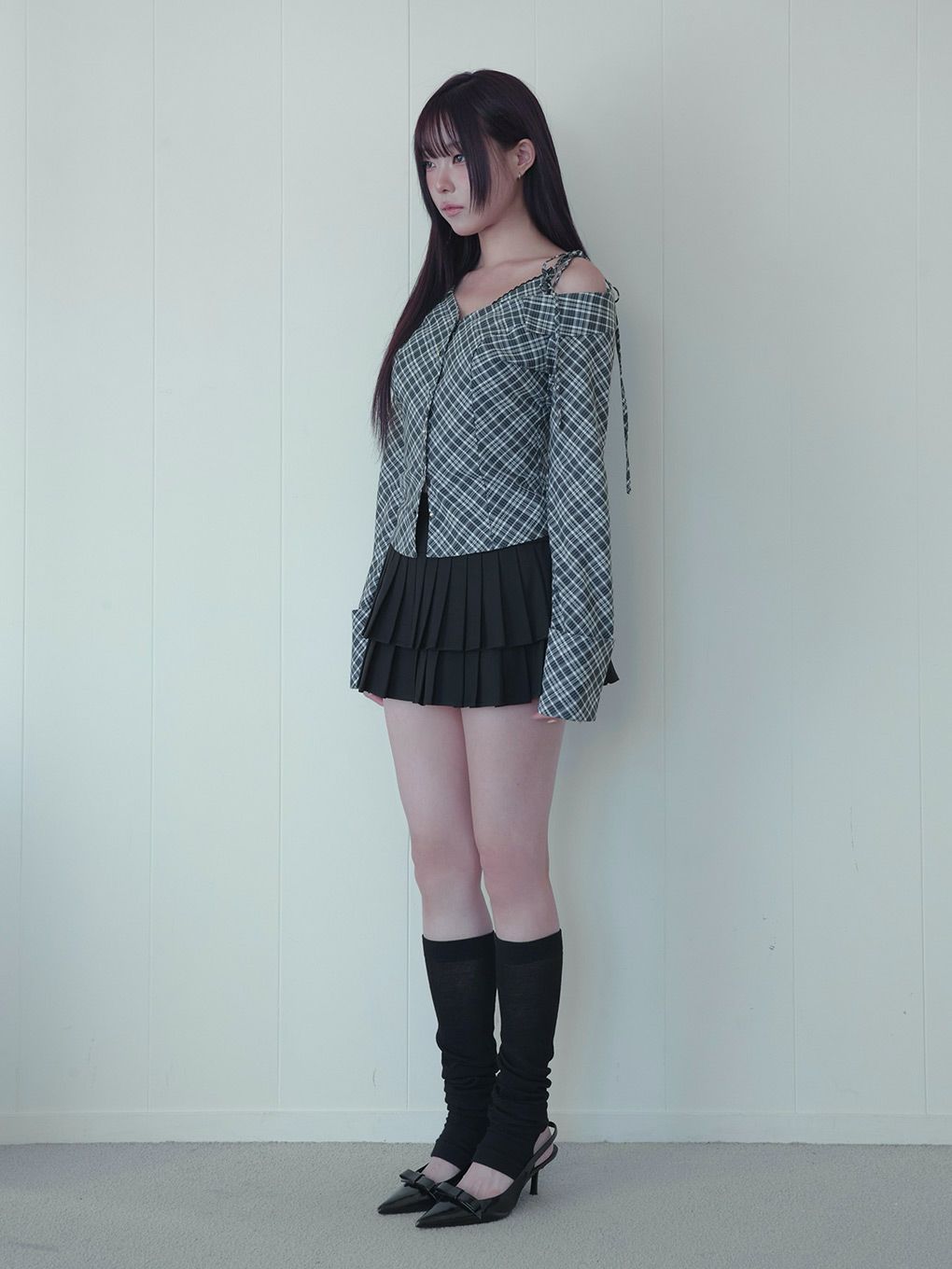 【BUBBLES】アシンメトリーリボンシャツ