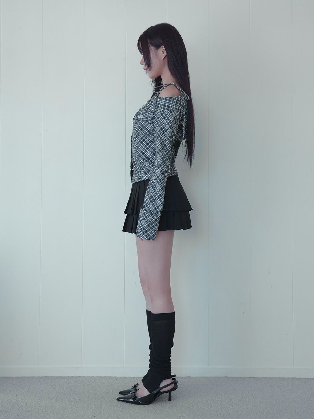 【BUBBLES】アシンメトリーリボンシャツ