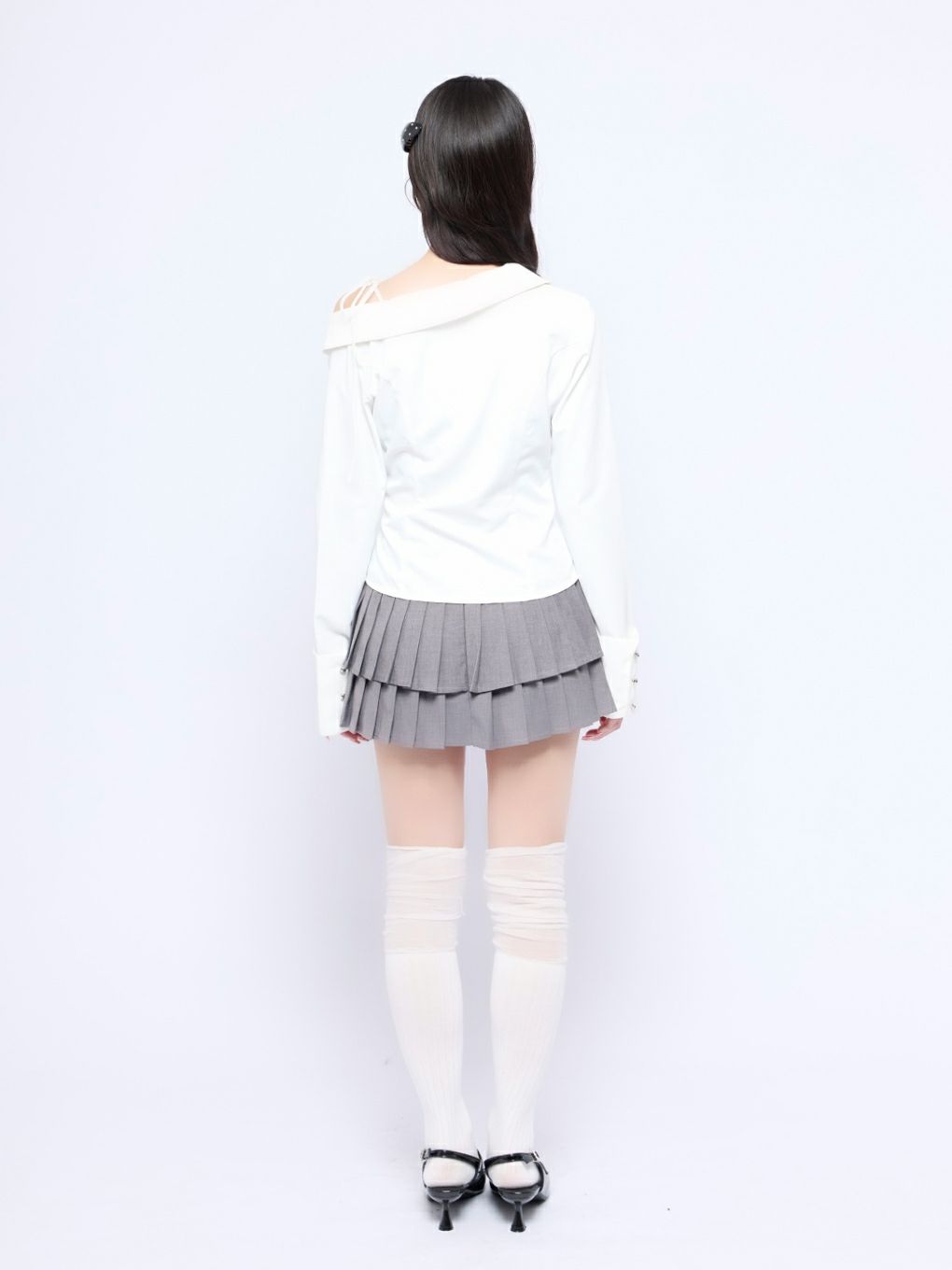 【BUBBLES】アシンメトリーリボンシャツ