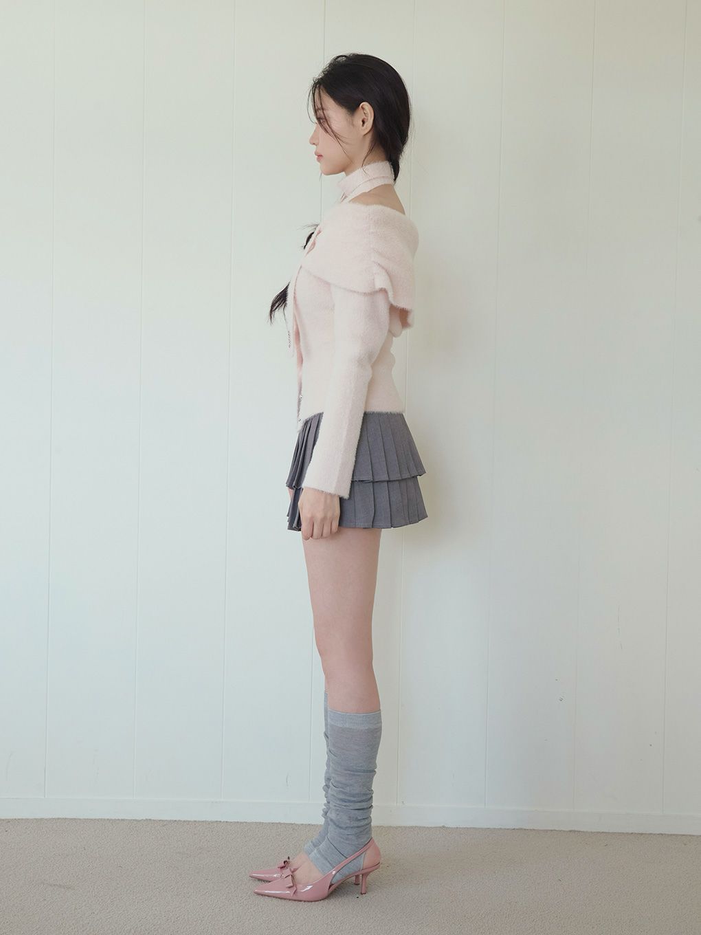 【BUBBLES】リボンタイオフショルニット