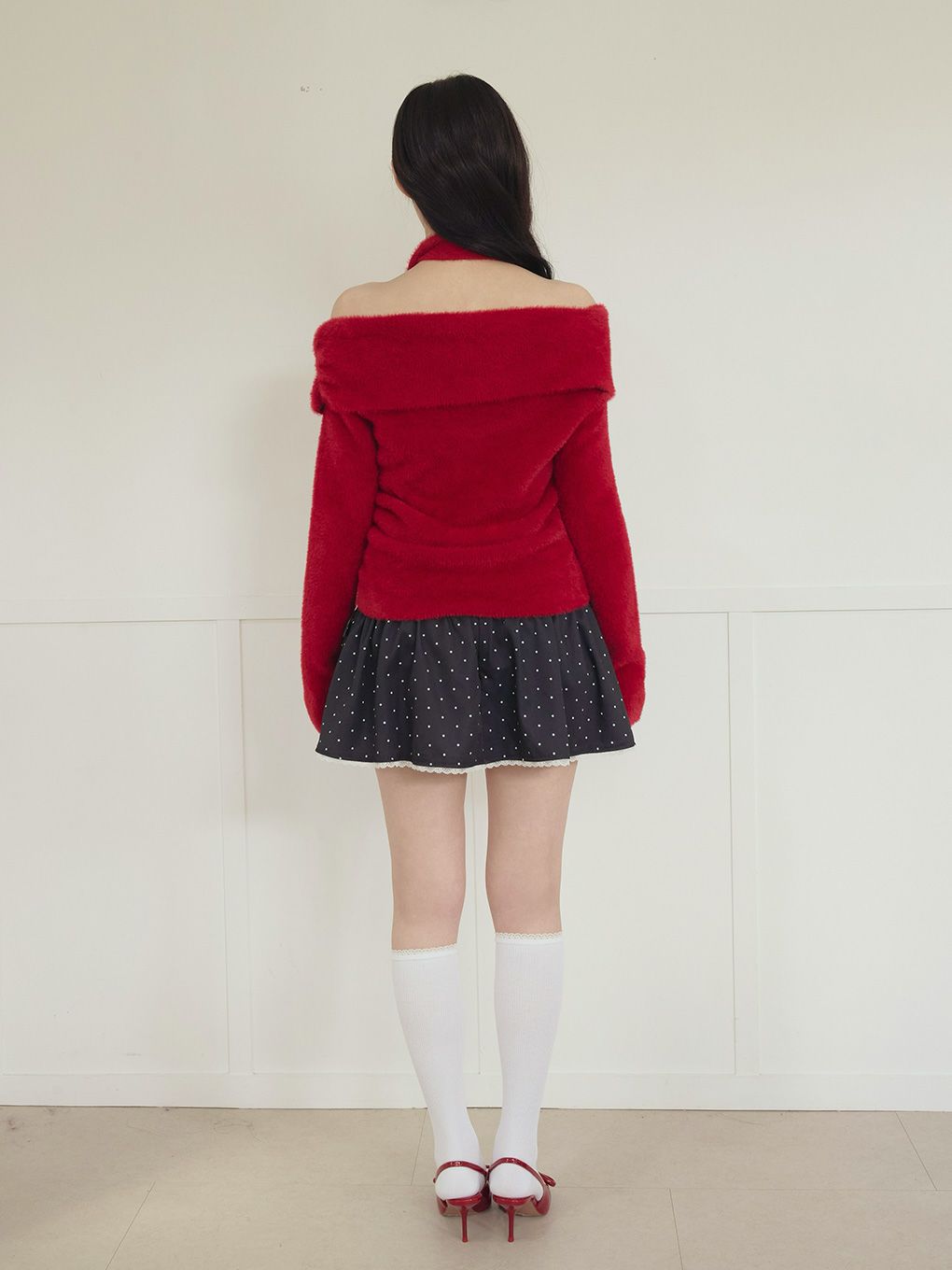 【BUBBLES】リボンタイオフショルニット