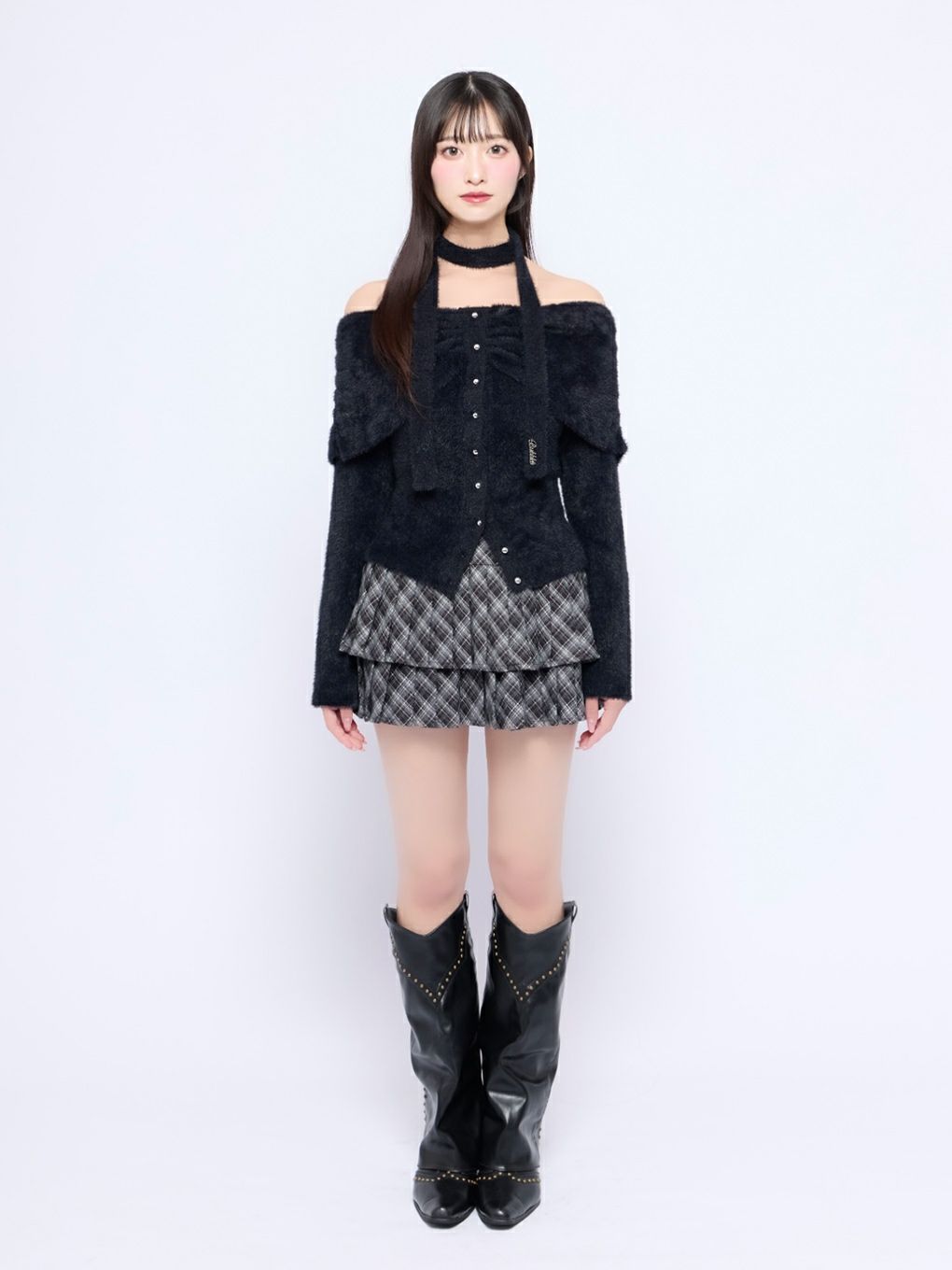 【BUBBLES】リボンタイオフショルニット