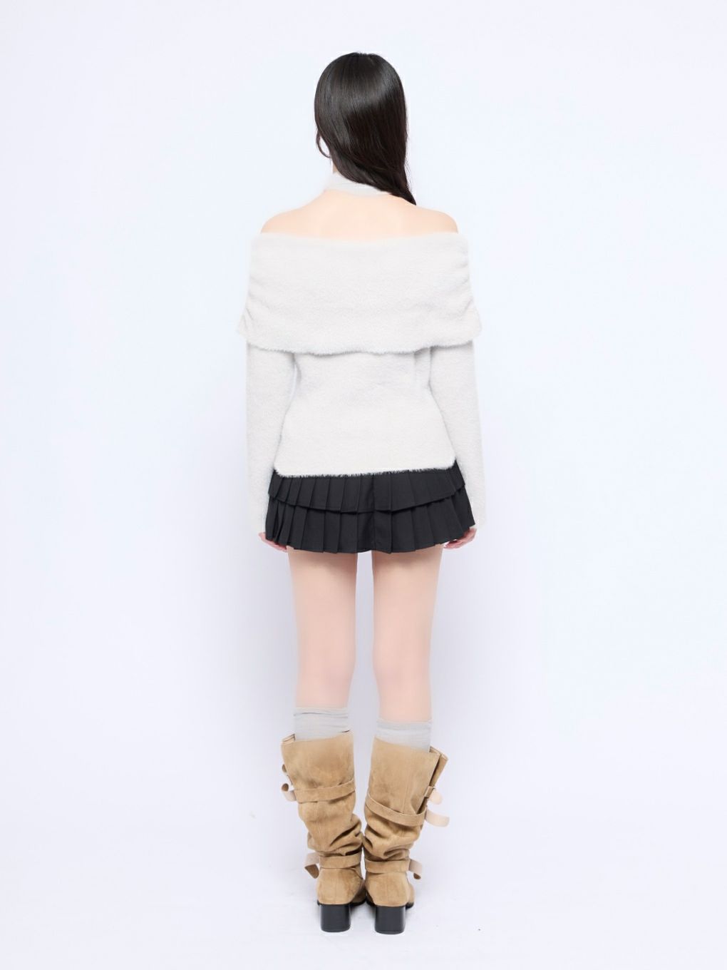 【BUBBLES】リボンタイオフショルニット