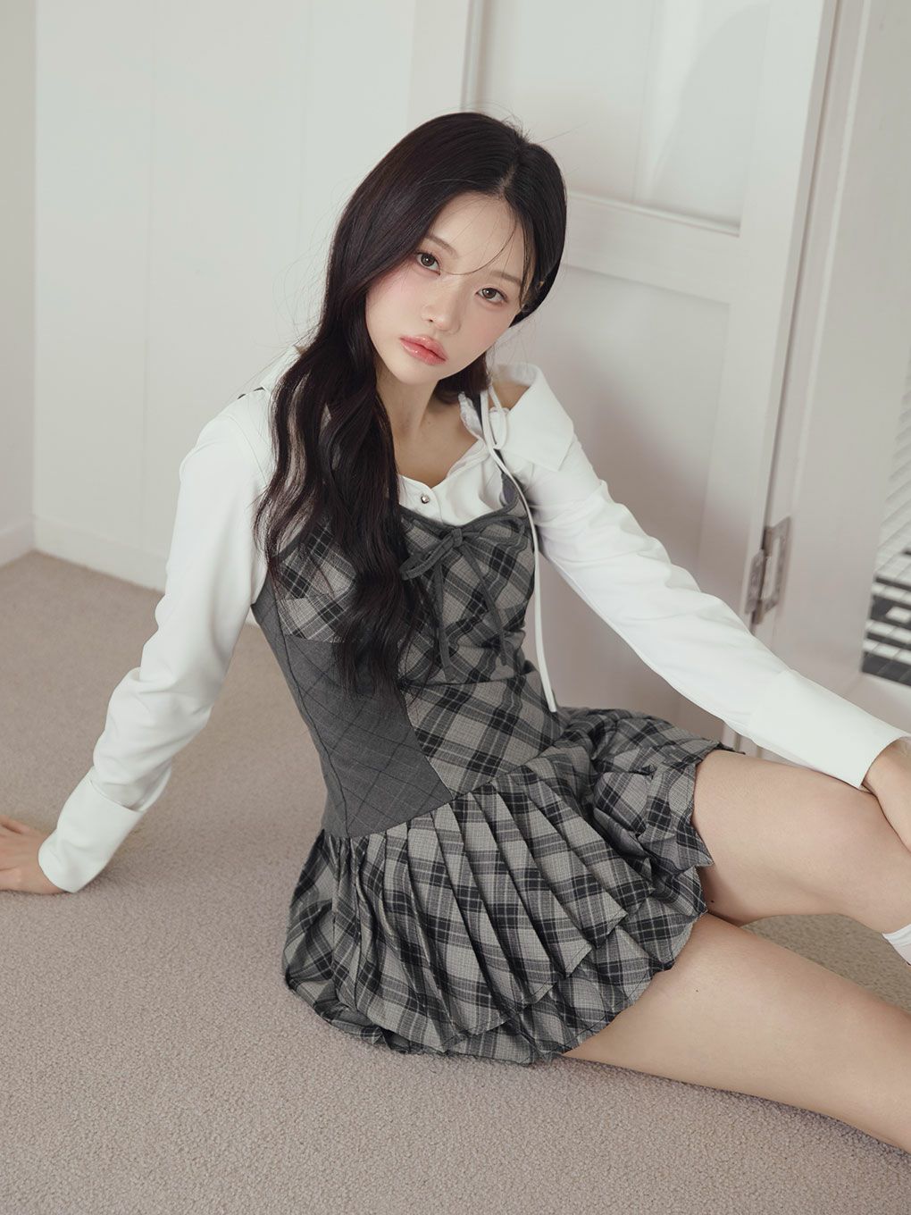 【BUBBLES】ミックスチェックキャミワンピース