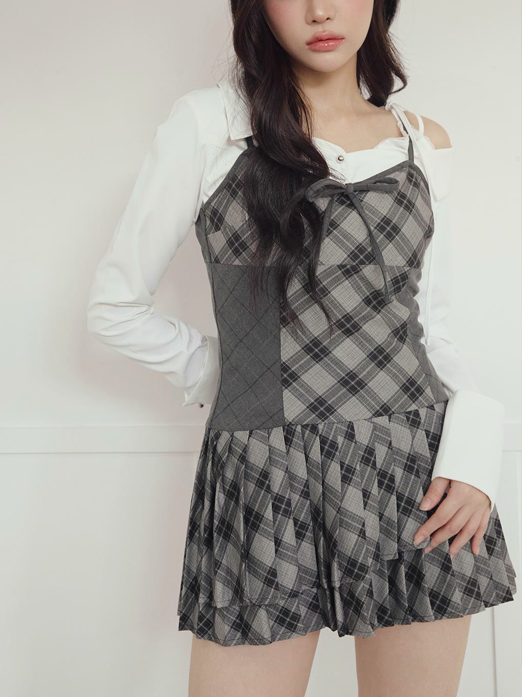【BUBBLES】ミックスチェックキャミワンピース