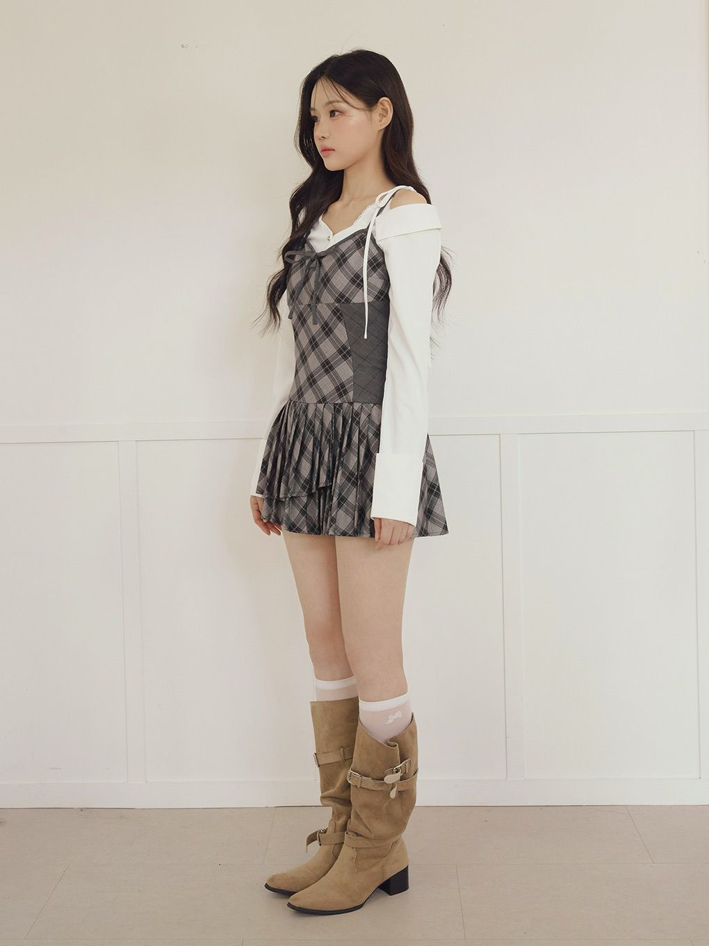 【BUBBLES】ミックスチェックキャミワンピース