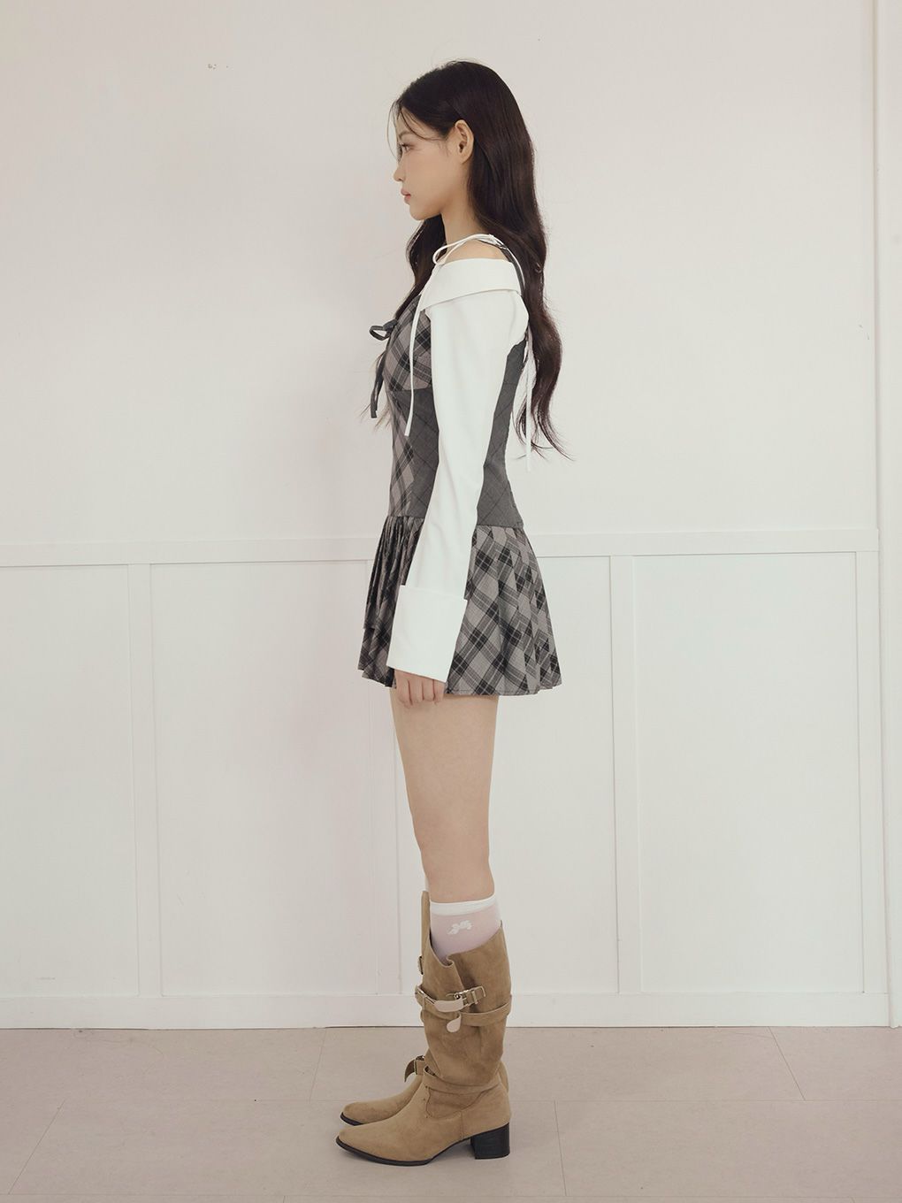 【BUBBLES】ミックスチェックキャミワンピース