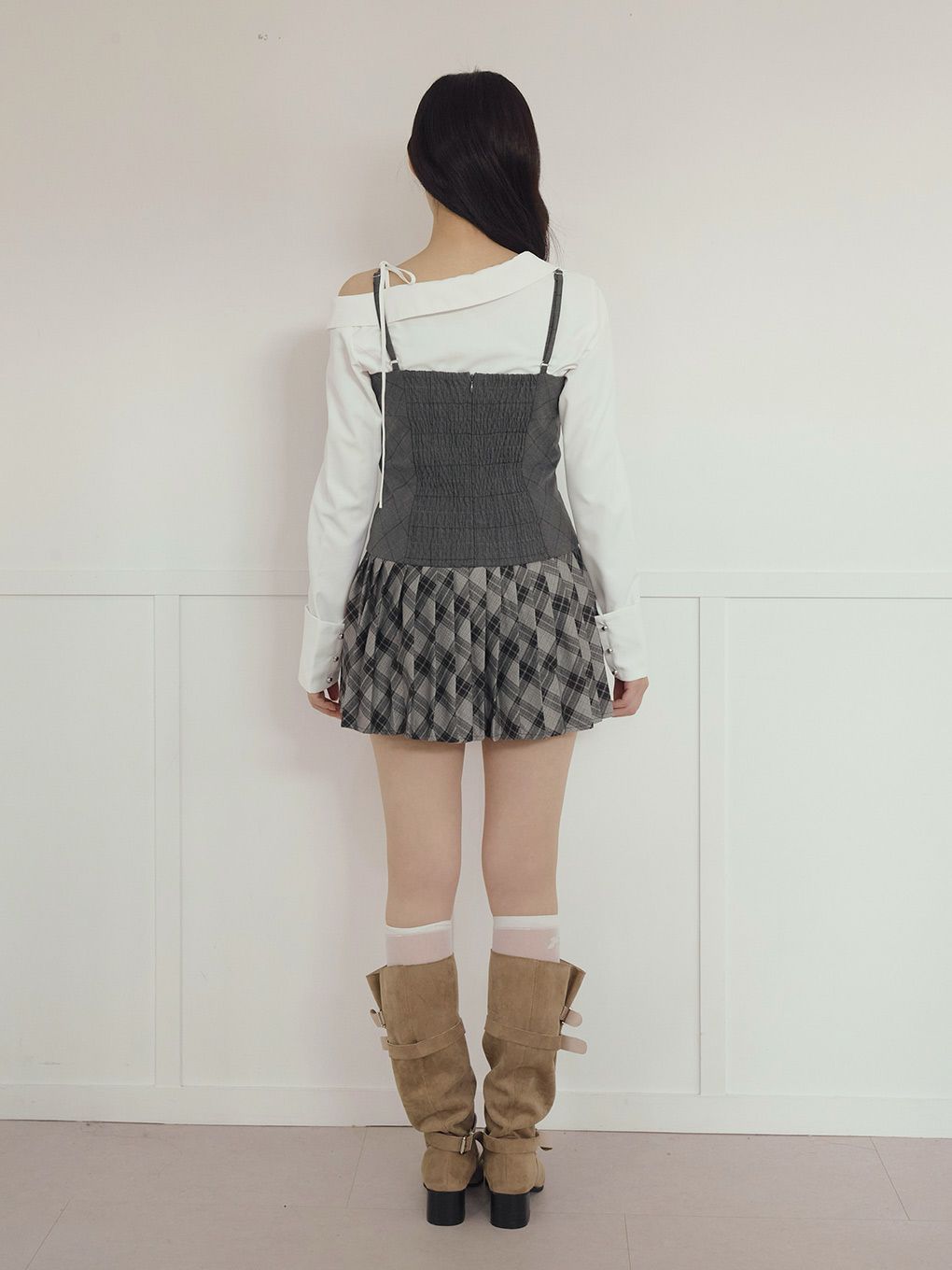 【BUBBLES】ミックスチェックキャミワンピース