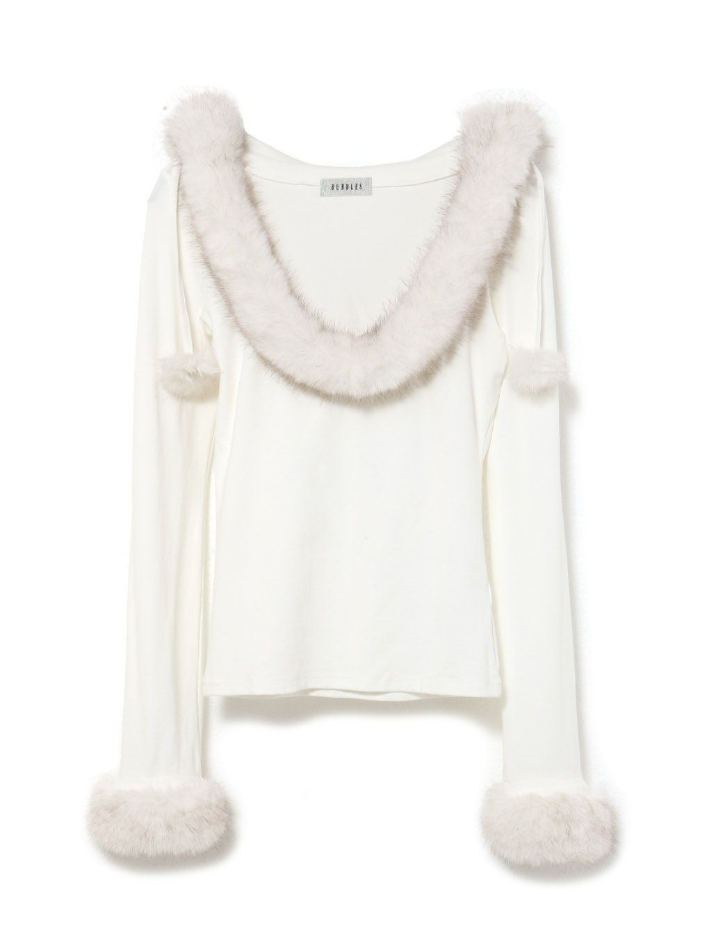 【BUBBLES】フードファーオフショルトップス