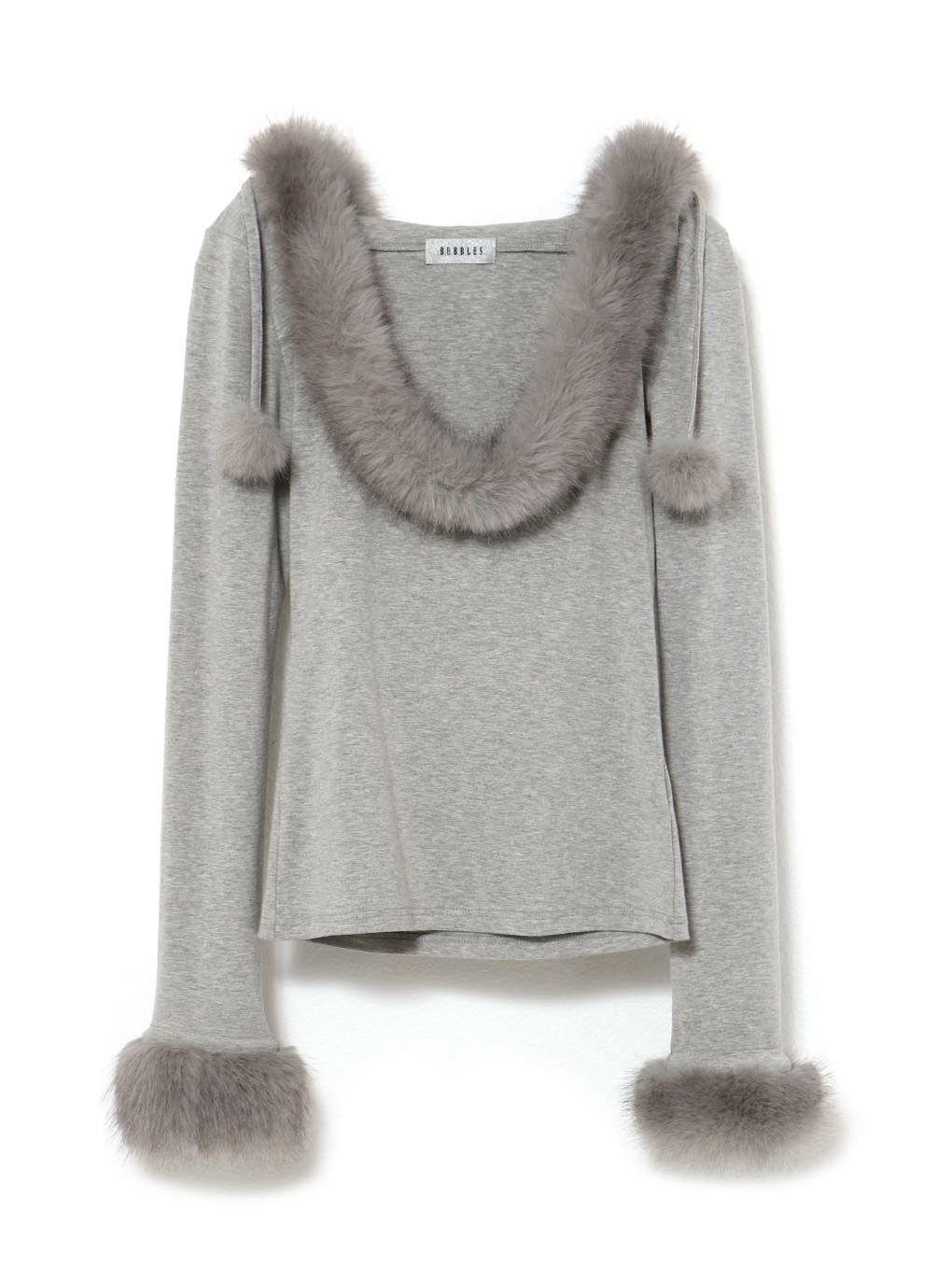 【BUBBLES】フードファーオフショルトップス