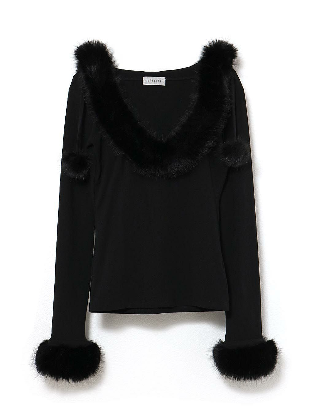 【BUBBLES】フードファーオフショルトップス