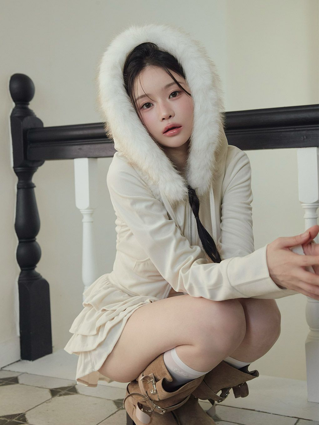 【BUBBLES】ベルベットファーパーカー