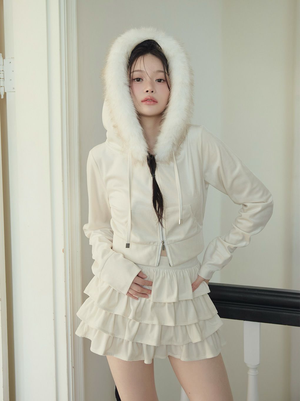 【BUBBLES】ベルベットファーパーカー