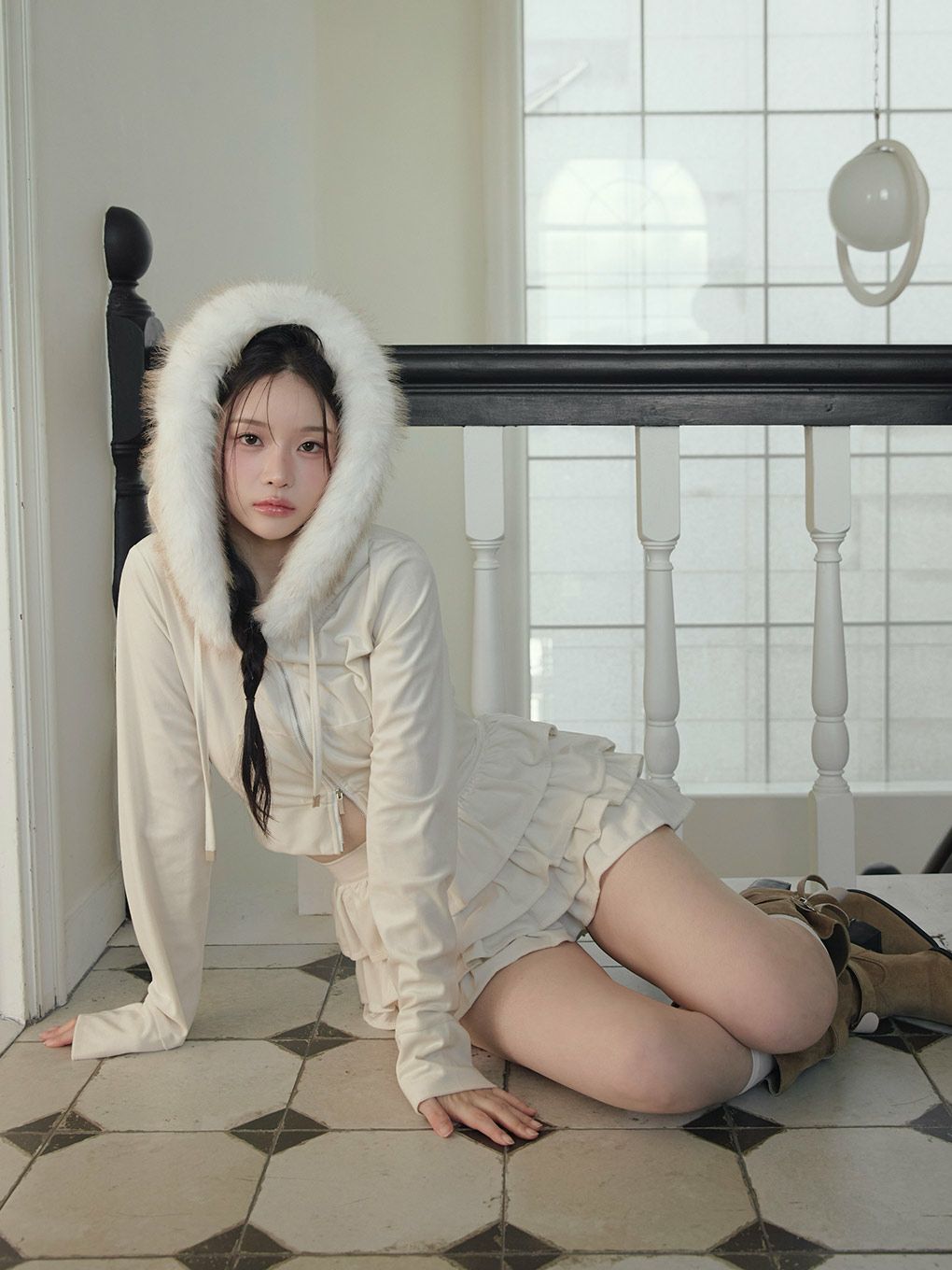 【BUBBLES】ベルベットファーパーカー