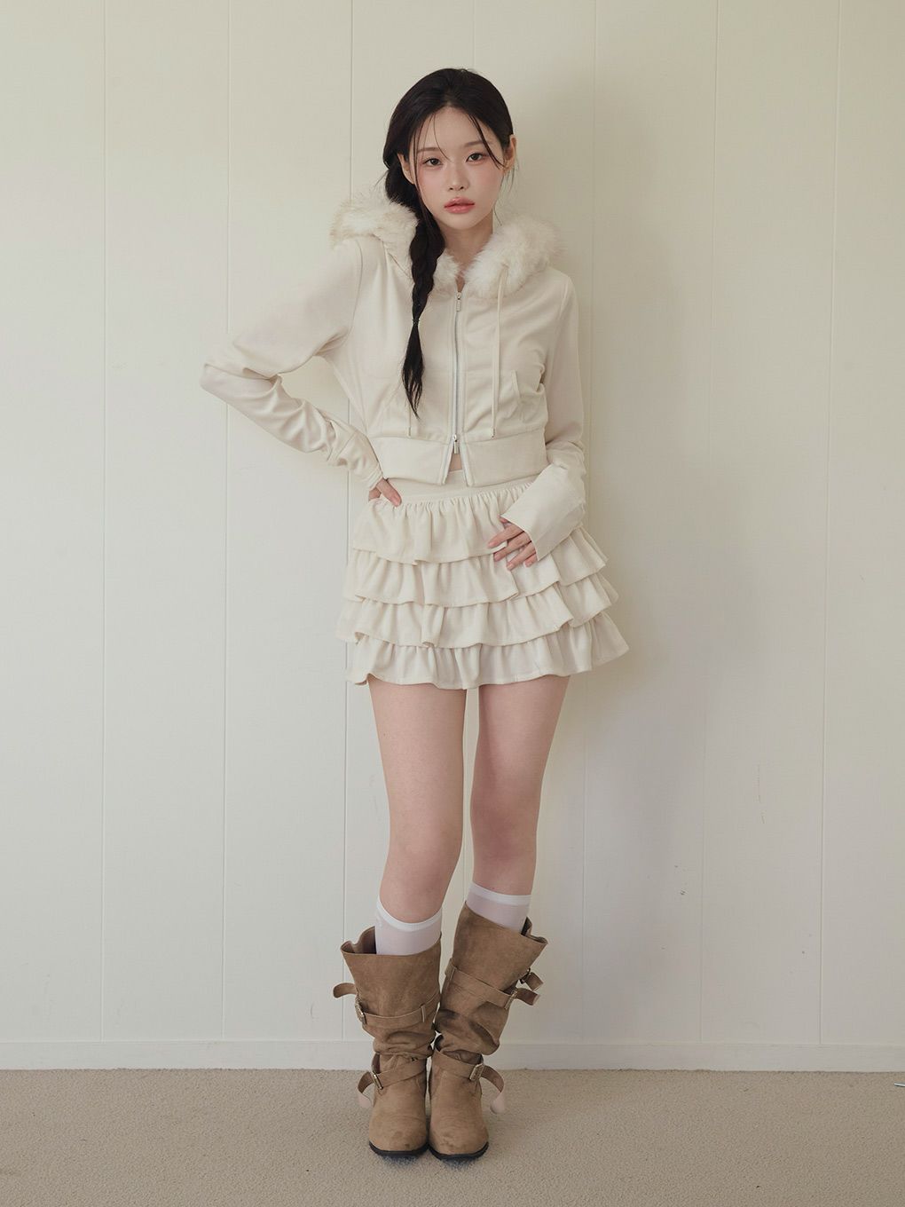 【BUBBLES】ベルベットファーパーカー