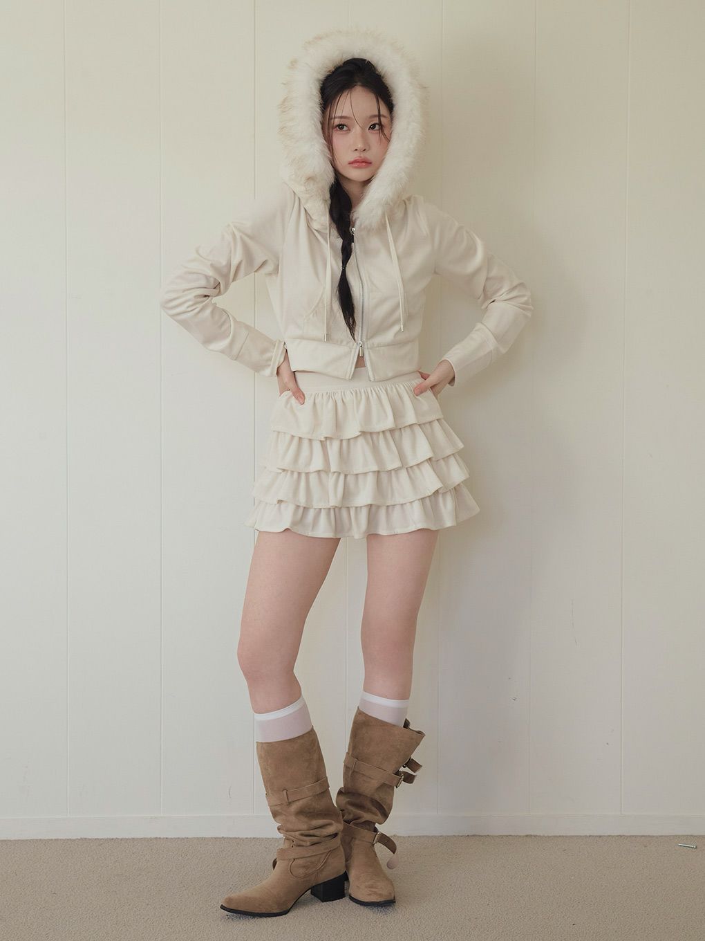 【BUBBLES】ベルベットファーパーカー