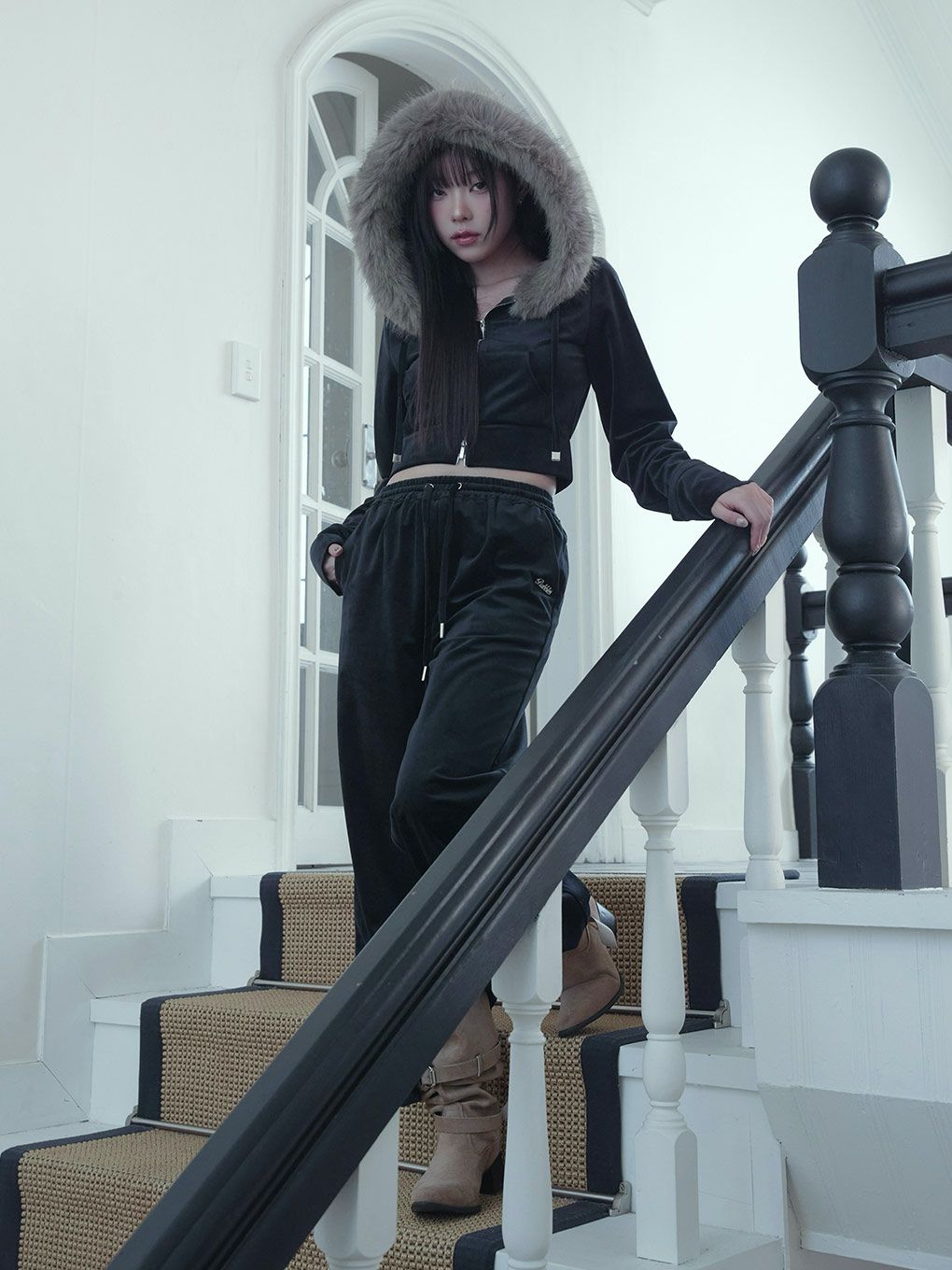 【BUBBLES】ベルベットファーパーカー