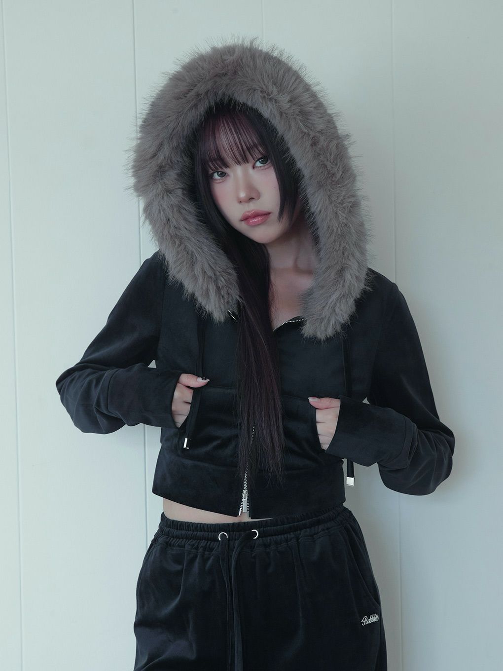 【BUBBLES】ベルベットファーパーカー