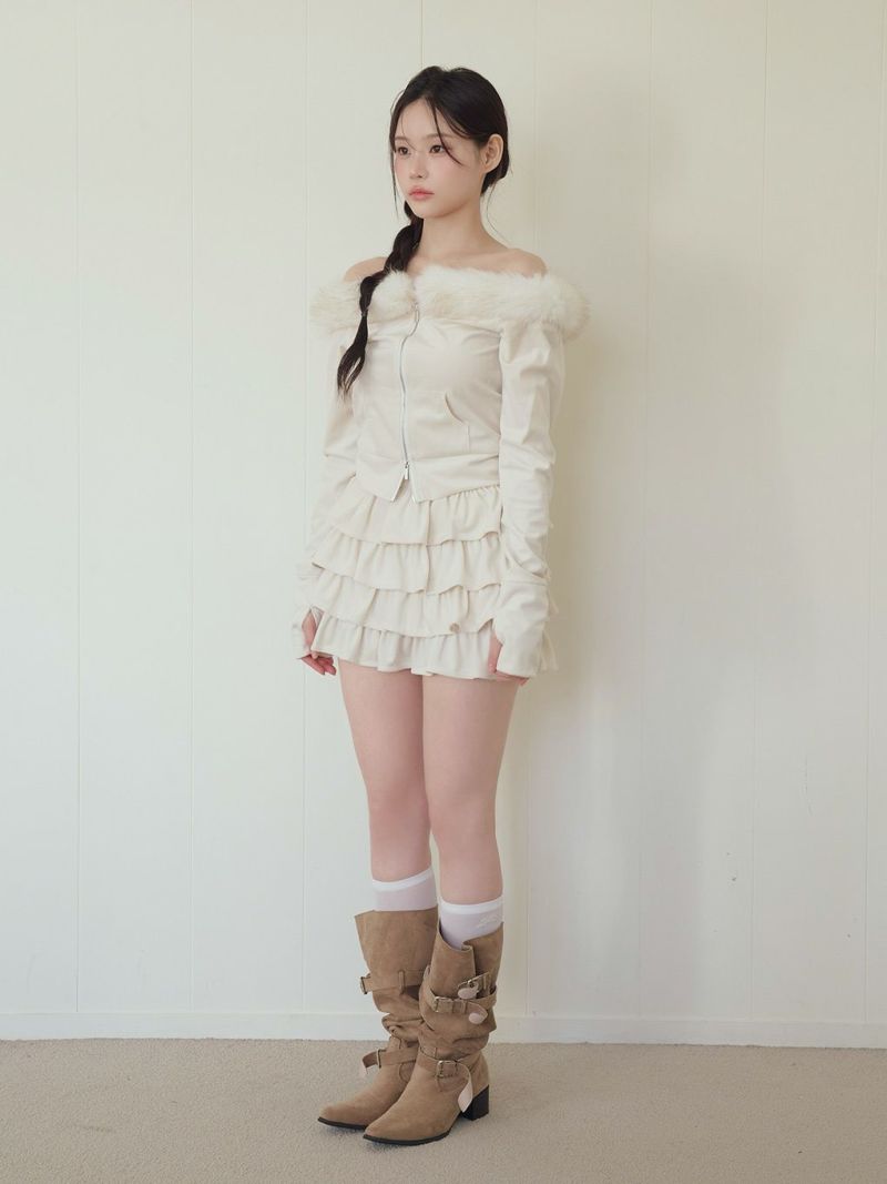 BUBBLES バブルス フードファーオフショルトップス BUBBLES】フードファーオフショルトップス | sparkling mall online store