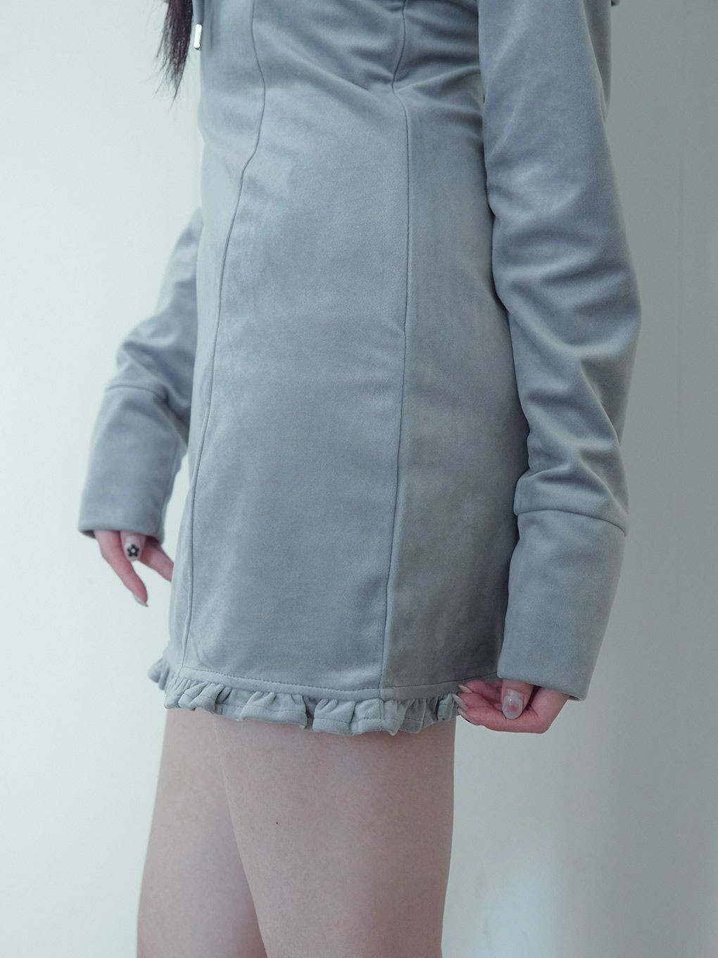 【BUBBLES】ベルベットファーパーカーワンピース