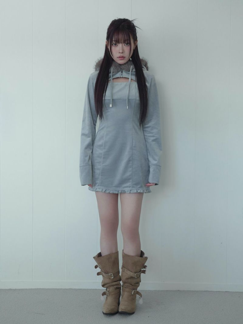 BUBBLES】ベルベットファーパーカーワンピース | sparkling mall