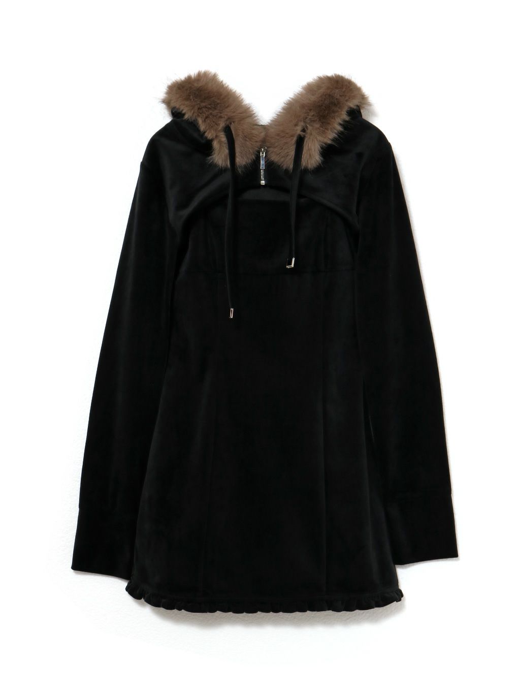 【BUBBLES】ベルベットファーパーカーワンピース