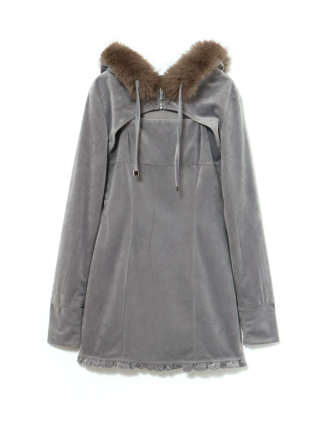 【BUBBLES】ベルベットファーパーカーワンピース