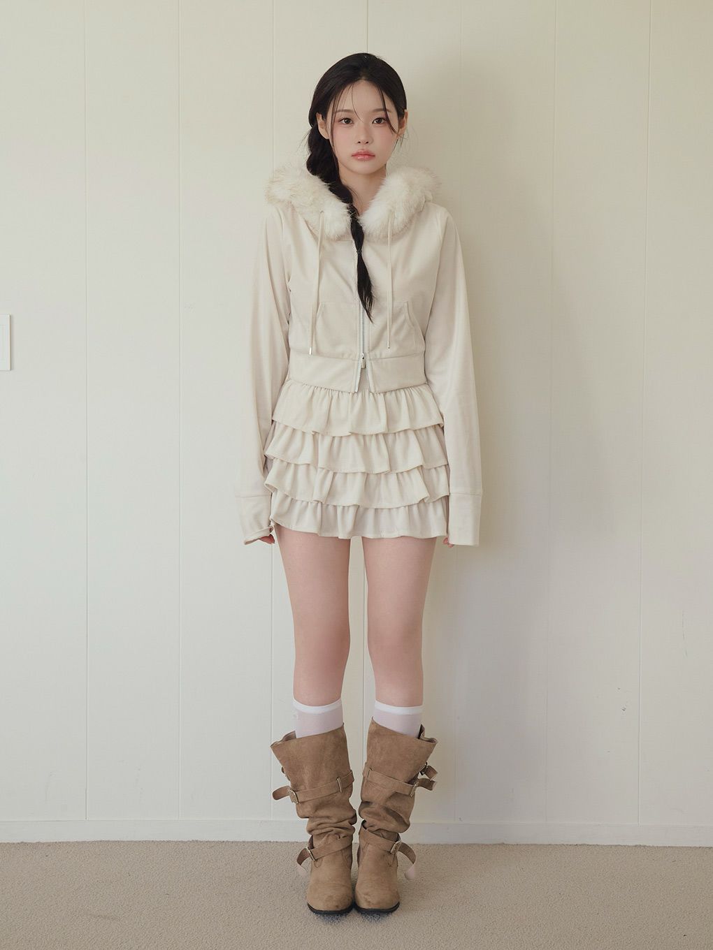 【BUBBLES】ベルベットフリルスカパン