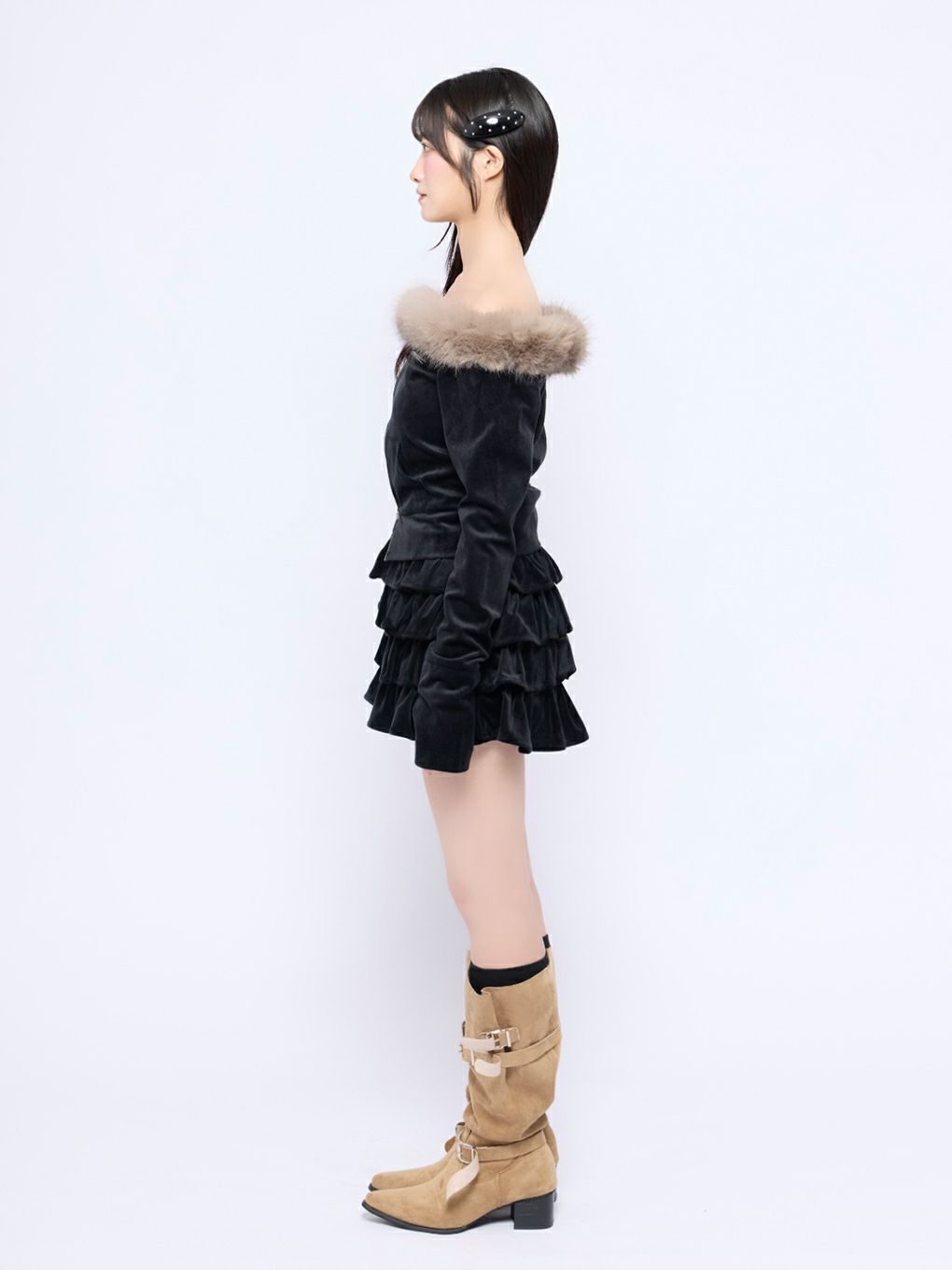 【BUBBLES】ベルベットフリルスカパン