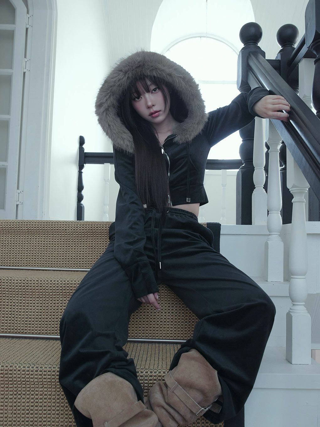 【BUBBLES】ベルベットワイドパンツ