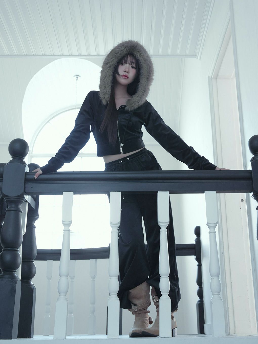 【BUBBLES】ベルベットワイドパンツ