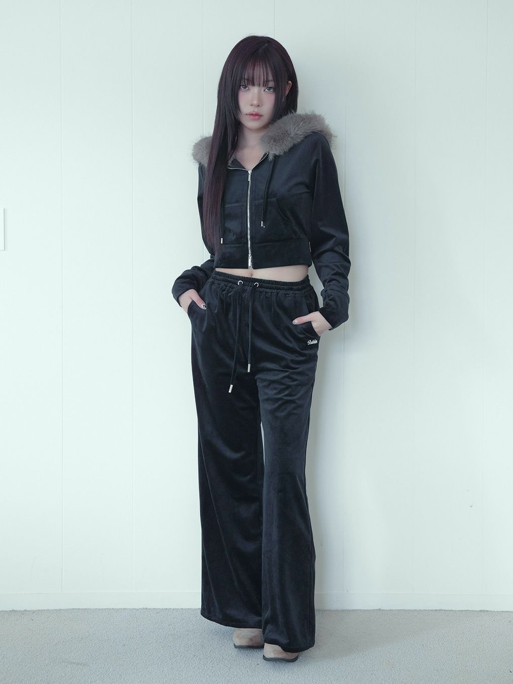 【BUBBLES】ベルベットワイドパンツ