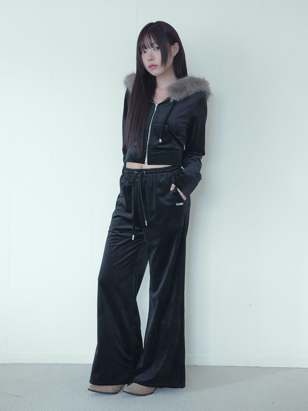 【BUBBLES】ベルベットワイドパンツ