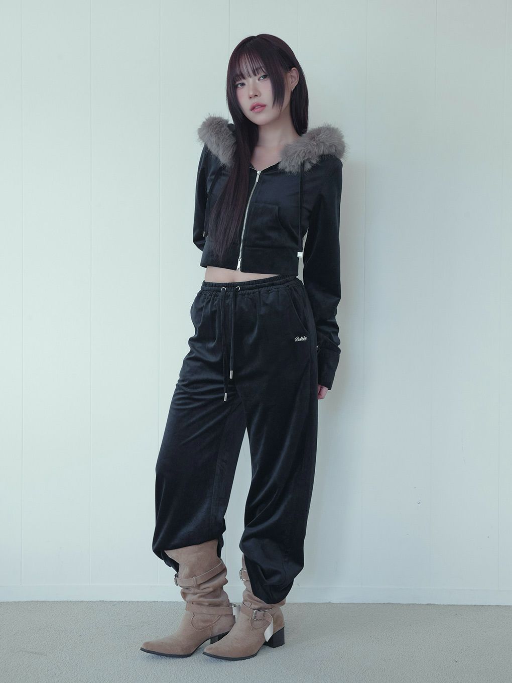 【BUBBLES】ベルベットワイドパンツ