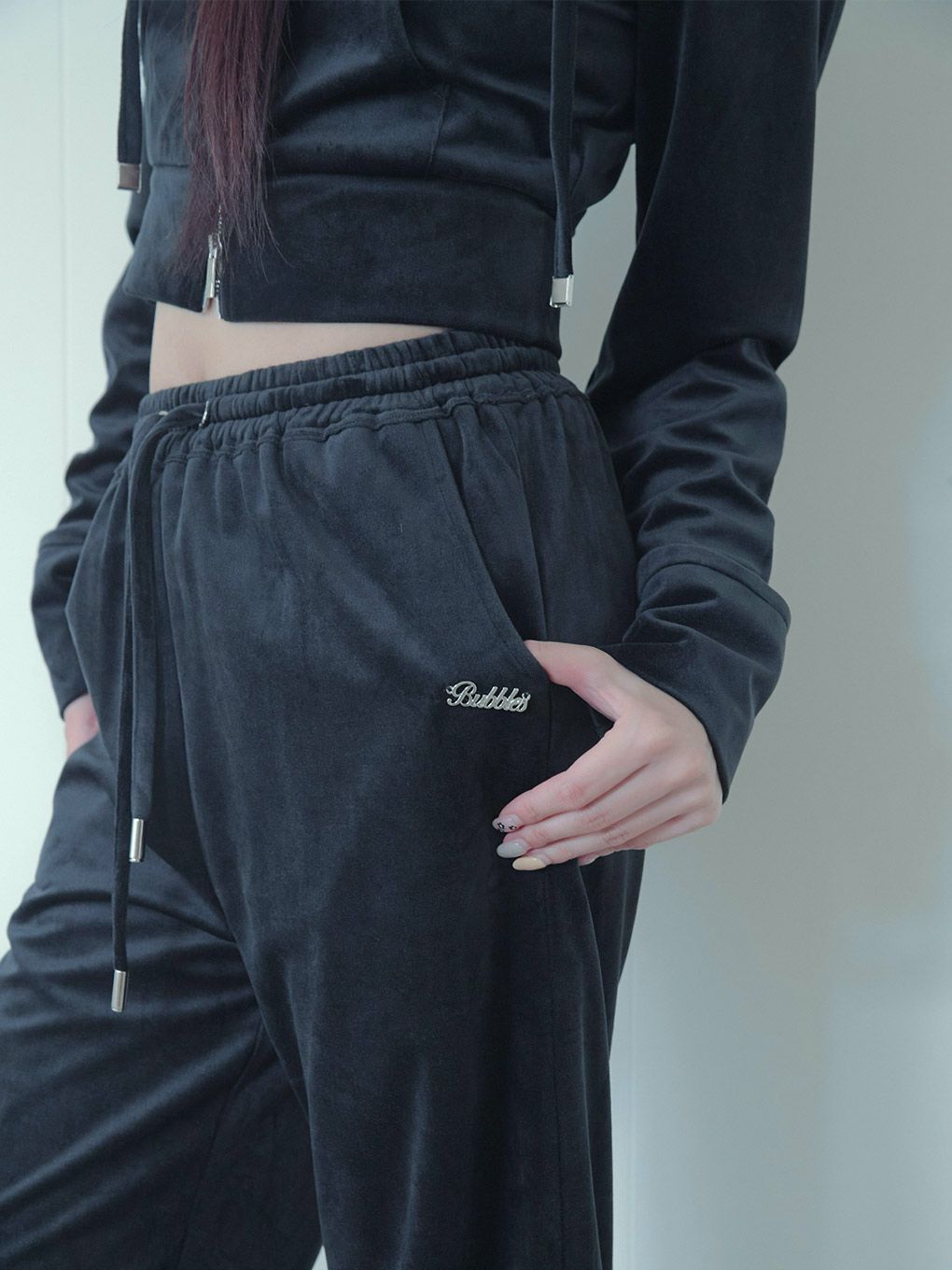 【BUBBLES】ベルベットワイドパンツ