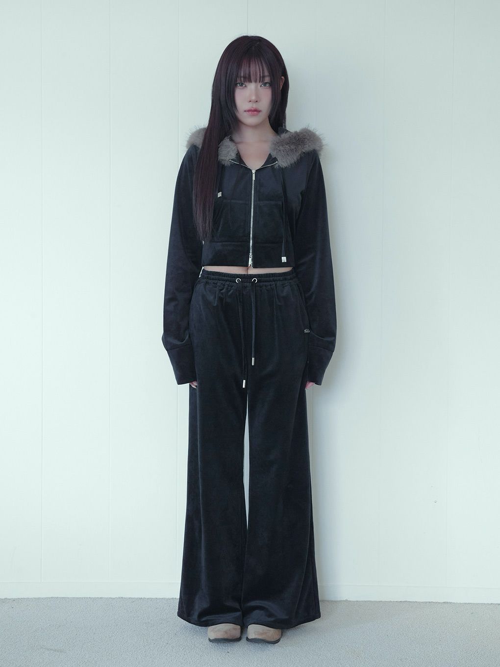 【BUBBLES】ベルベットワイドパンツ