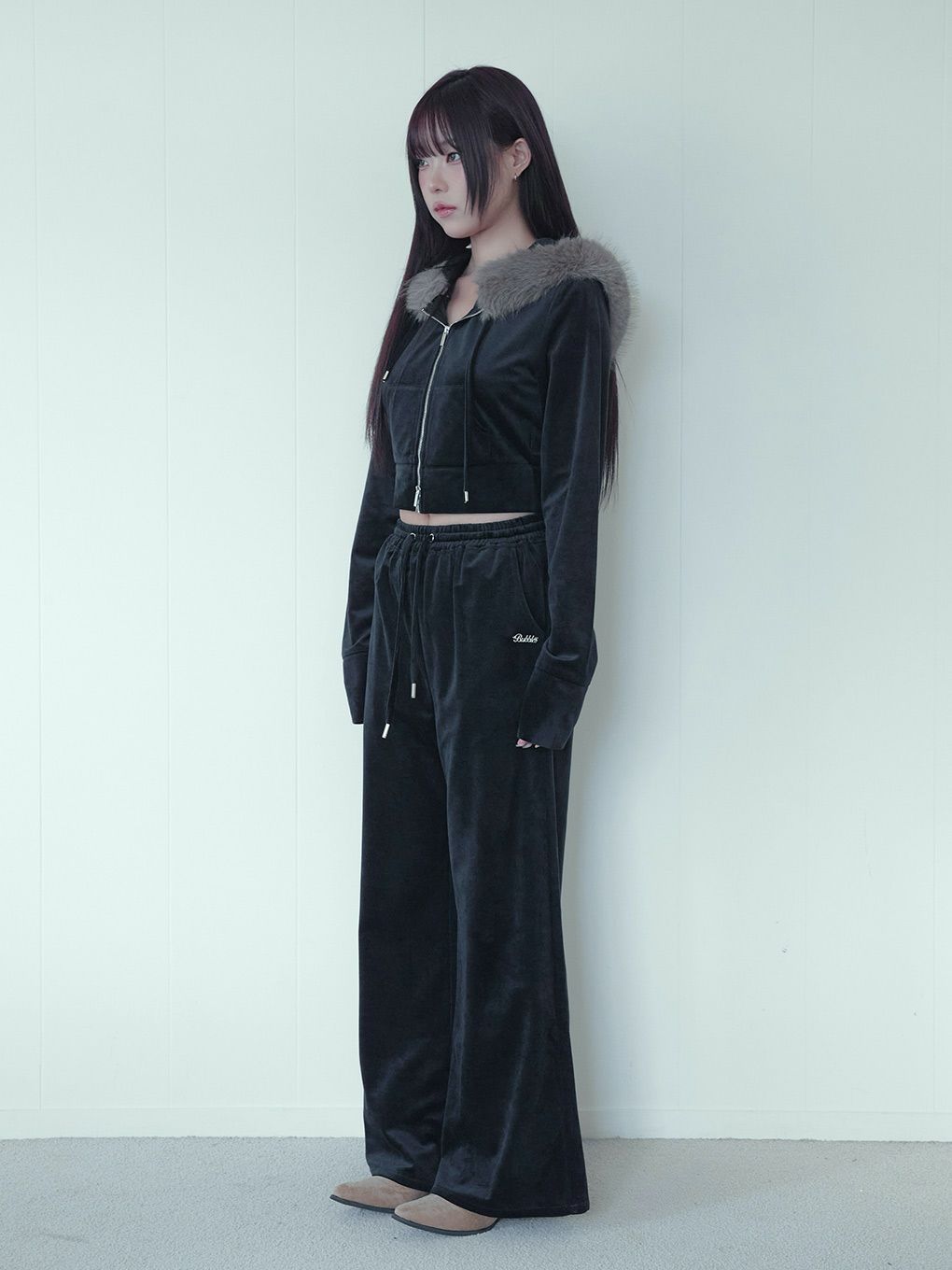 【BUBBLES】ベルベットワイドパンツ