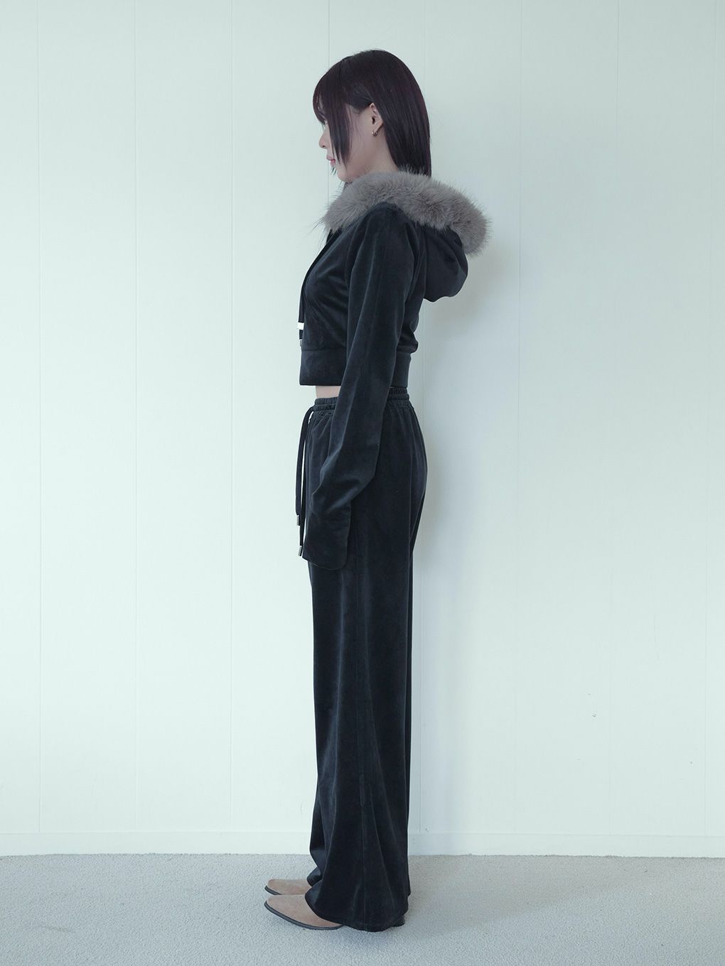 【BUBBLES】ベルベットワイドパンツ