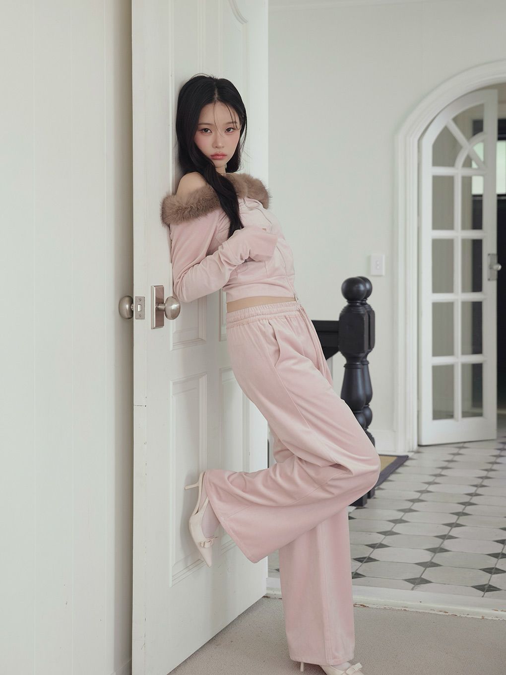 【BUBBLES】ベルベットワイドパンツ