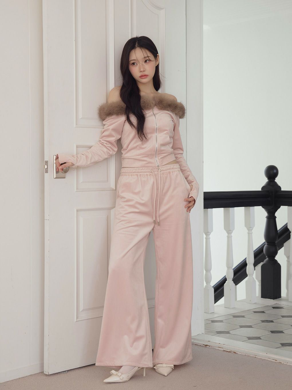 【BUBBLES】ベルベットワイドパンツ